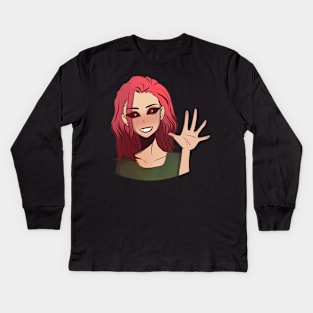 Vampire anime girl with red eyes Kids Long Sleeve T-Shirt